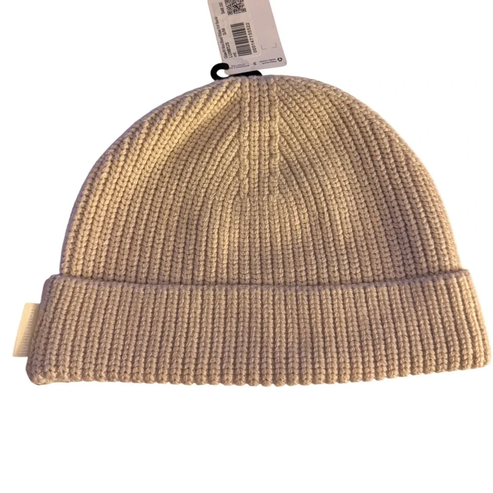 Lululemon Close Fit Wool Blend Ribbed Knit Beanie Hat Taupe S‎ M